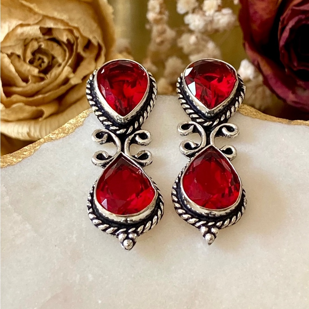 Garnet Handcrafted Stud Earrings - image 4